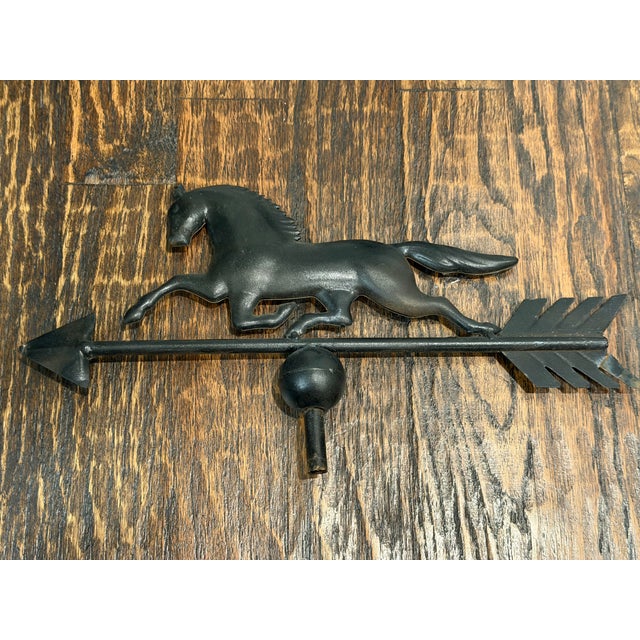 Vintage Full-Bodied Running Horse Weathervane on Painted Wood Display Base For Sale - Image 13 of 18