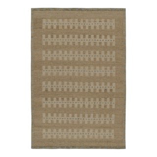 Rug & Kilim’s Scandinavian Style Kilim Rug in Beige With Geometric Patterns For Sale