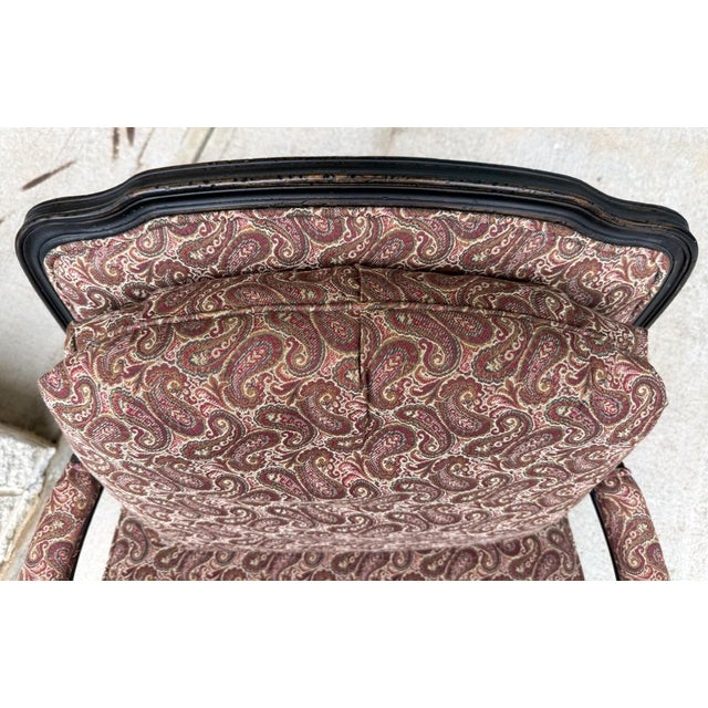 Pair of Fairfield Paisley Fauteuil Chairs With Ottoman For Sale - Image 15 of 18
