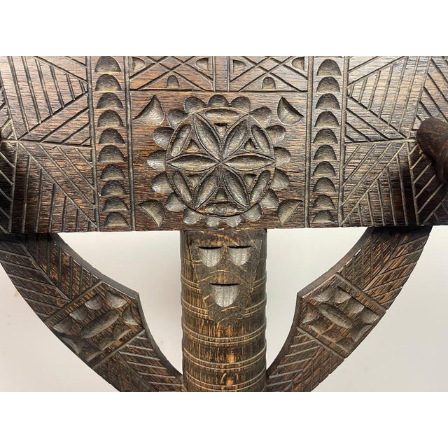 Ethiopian Gurage Chieftains Chair in Hand-Carved Hardwood, 1930s For Sale - Image 15 of 18