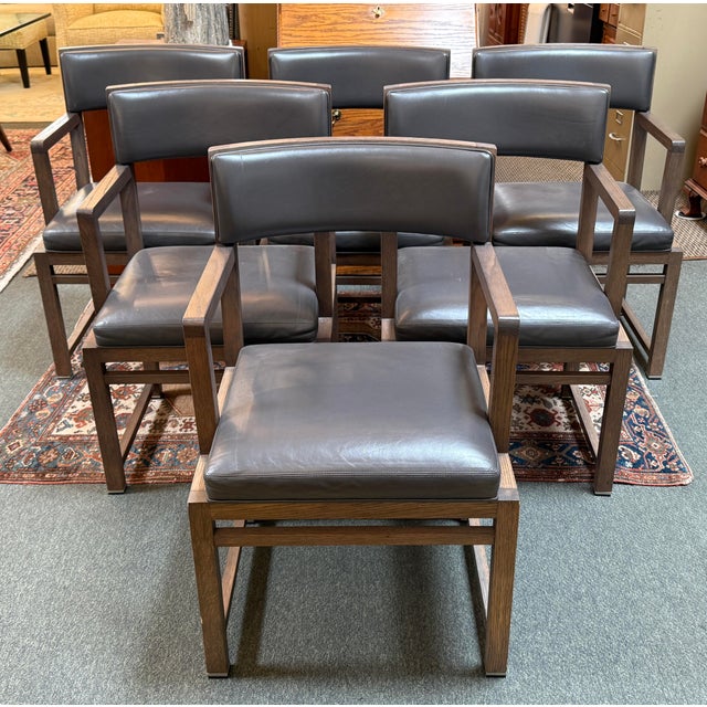 B&B Italia B&b Italia Simplice Leather Arm Chairs, Set of Six For Sale - Image 4 of 12