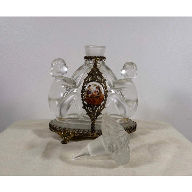 1930s Josef Inwald Czech Art Deco Glass Perfume Bottle Nude Porcelain Plaque For Sale - Image 12 of 12