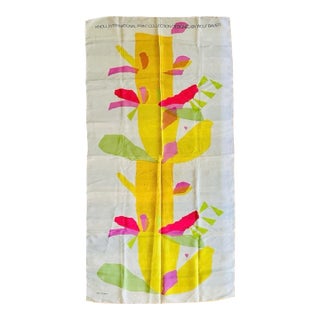 Vintage 1960s Knoll Silky Acetate Fabric Textile Wolf Bauer Collage Scarf Banner For Sale