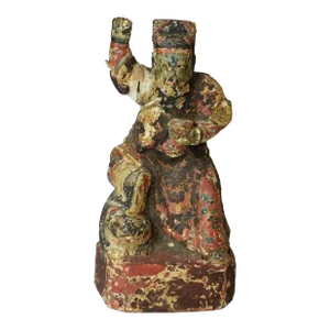 19th Century Chinese Guardian Figure Wood Statue