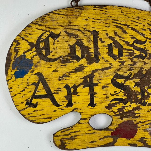 Double Sided 19th Century "Colosi Art Studio" Wood Trade Sign in Shape of Artist Palette For Sale In New York - Image 6 of 11