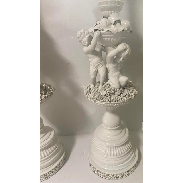 Maitland - Smith French Neoclassical Blanc-De-Chine Porcelain Cherub Style Lamp a Pair For Sale - Image 4 of 12
