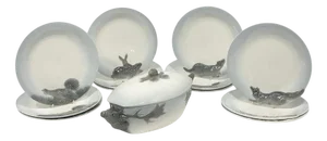 German Wächtersbach Hunting Plates and Tureen attributed to Carl Bull, 1910s, Set of 13