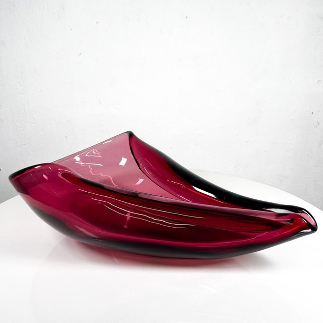 AMBIANIC presents 1960s Murano Bowl Sculptural Art Glass Organic Design Italy 16 long x 9.5 w x 5.5 h Unmarked. No stamp....