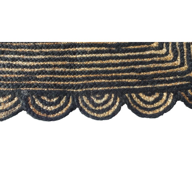 Boho Chic Scallop Jute Doormat in Black For Sale - Image 3 of 6