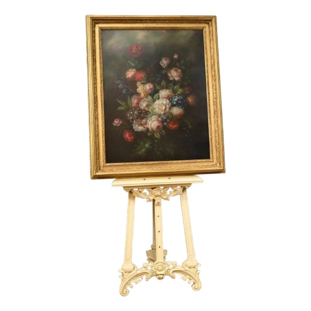 Dutch Artist, Still Life with Floral Spray, 1980s, Oil on Canvas, Framed For Sale