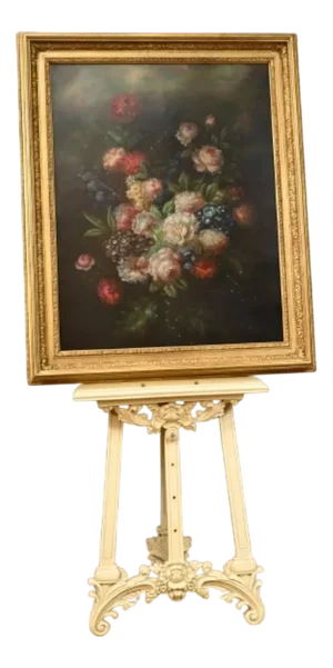 Dutch Artist, Still Life with Floral Spray, 1980s, Oil on Canvas, Framed