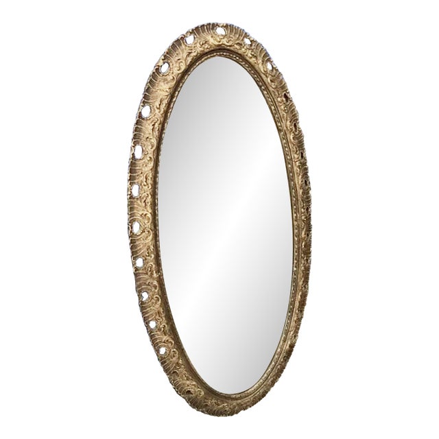 Antique Gilt Oval Mirror For Sale