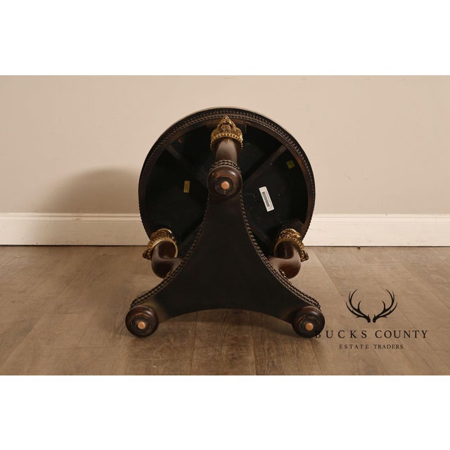 Brown Maitland Smith Empire Style Round Marble Top Mahogany Lamp Table For Sale - Image 8 of 17