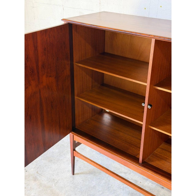 Large Rosewood Sideboard With Drop-Down Bar and Shelves Danish Mid-Century Modern 1960s For Sale - Image 4 of 16