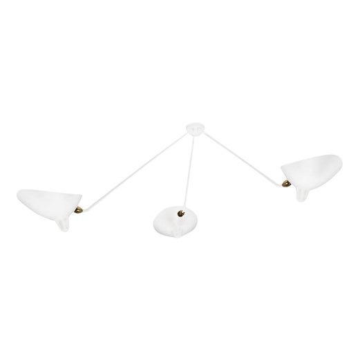 Modern White Three Fixed Arms Spider Ceiling Lamp from Serge Mouille For Sale