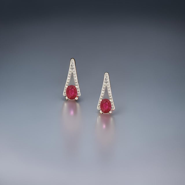 Traditional Natural Tourmaline Diamond Dangle Stud Earrings 0.75" 14k White Gold 2.48 TCW For Sale - Image 3 of 12