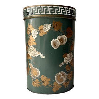 Mid Century Plymouth Toleware Trashcan For Sale