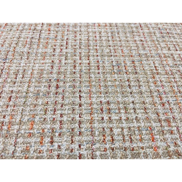 Mid-Century Modern Designer Water Stain Resistant Beige Coral Blue Cream Tweed MCM Upholstery Fabric For Sale - Image 3 of 5