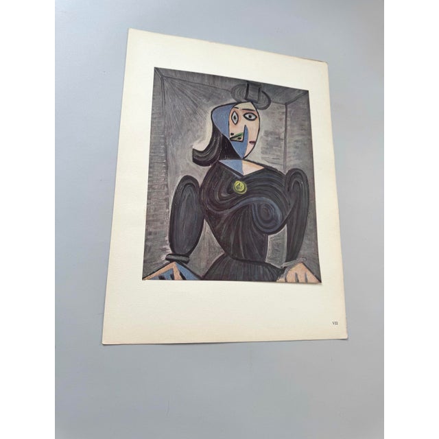 Here is an authentic vintage limited edition Pablo Picasso print "Femme en Costume Noir (Woman in Black Dress or Buste de...