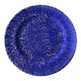 Loucarte Made in Portugal Cobalt Blue and Gold Splatterware Plate For Sale