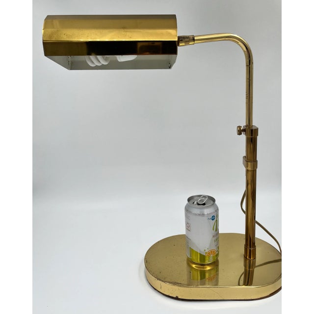 Mid-Century Modern 1970s Clover Lamp Co. Adjustable Brass Pharmacy, Bankers or Desk Lamp Styled After Reggiani and Arteluce For Sale - Image 3 of 11