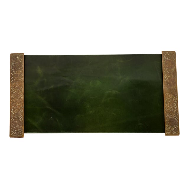 Tiffany Studios New York Zodiac Bronze Blotter Ends With Leather Desk Blotter For Sale