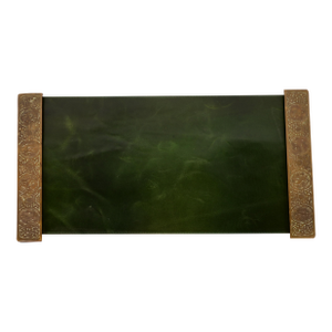 Tiffany Studios New York Zodiac Bronze Blotter Ends With Leather Desk Blotter