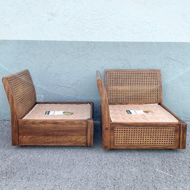 Vintage Boho Chic Cane and Oak Modular Sofa and Table Set by Desoto - 8 Pieces For Sale - Image 4 of 12