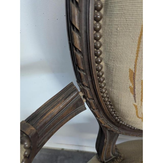 Cream Louis XVI Style Sofa, Armchairs and Chairs in Aubusson Tapestry, Set of 5 For Sale - Image 8 of 18