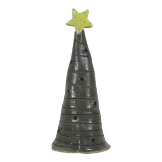 Vintage Studio Pottery Christmas Tree Tea Light Candleholder For Sale