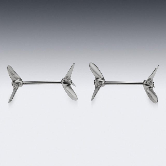 Antique English Silver Nautical Propeller Knife Rests, 1901, Set of 2 For Sale - Image 3 of 8
