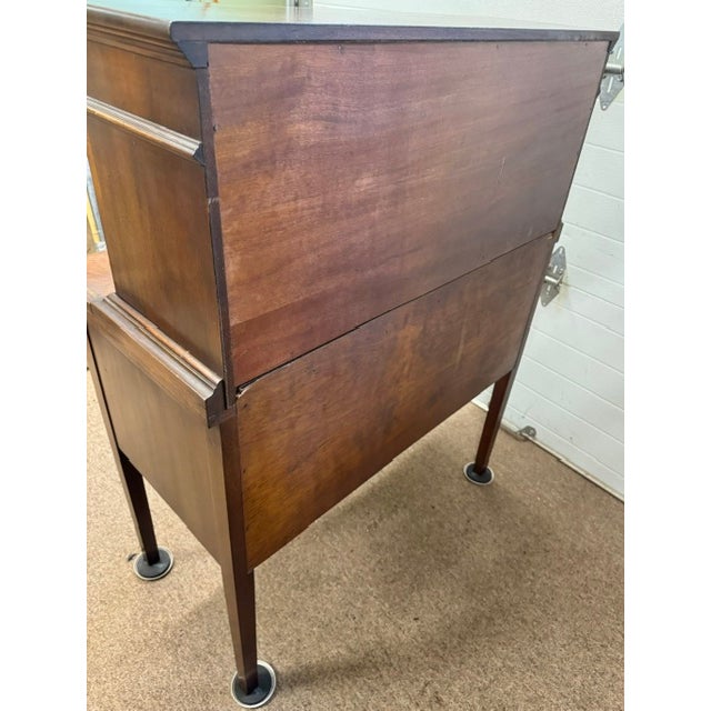 Mid 20th Century Beautiful Inlaid Mahogany and Flame Mahogany Tambour Desk For Sale - Image 9 of 13