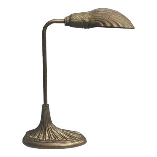 Antique Brass Shell Desk Lamp For Sale