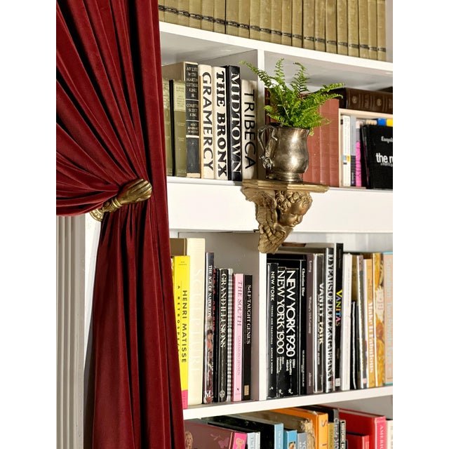Pair of Vintage Gilded Plaster Winged Cherub Wall Sconce Shelves For Sale - Image 9 of 12