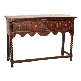 Antique English Jacobean Style Oak Sideboard For Sale