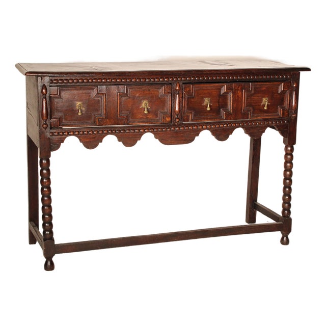 Antique English Jacobean Style Oak Sideboard For Sale
