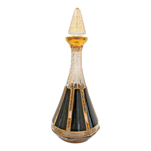 1950s Mid-Century Modern Moser Black Paneled and Gold Fleck Cut Crystal Wine Decanter Carafe