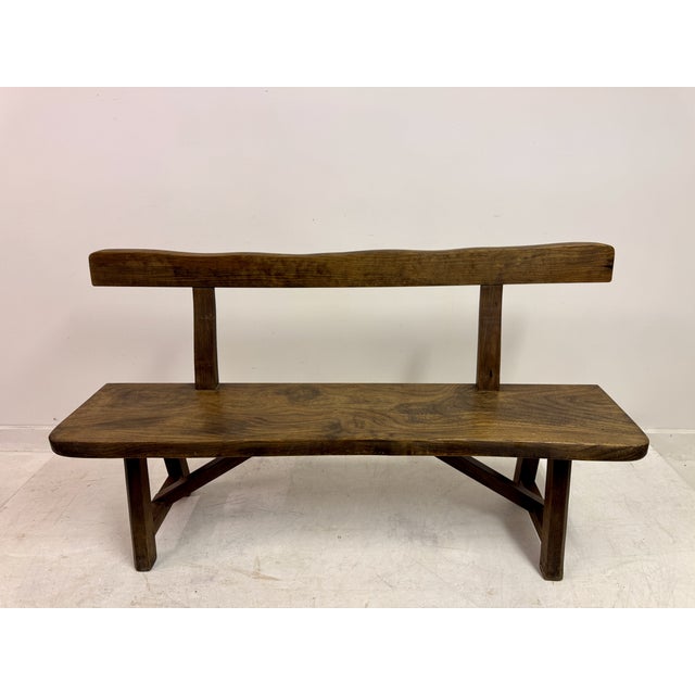 Mid-Century Sculptural Elm Bench attributed to Olavi Hanninen, 1960s For Sale - Image 9 of 18