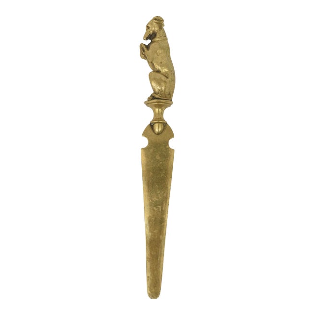 Vintage Brass Dachshund Dog Letter Opener, 1950's For Sale