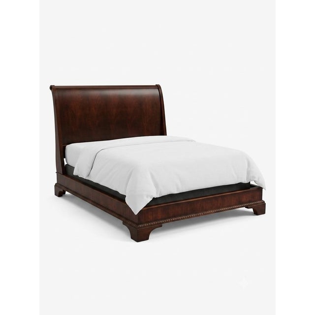 1990s Vintage Henredon Queen Sleigh Bed Frame - Solid Wood Dark Mahogany For Sale - Image 5 of 7