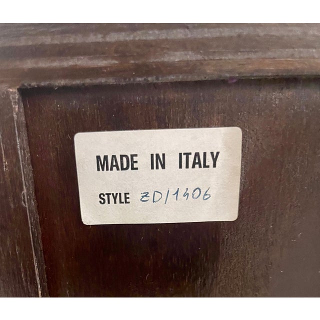 1990s Authentic Made in Italy Bombe Commode - Distressed Painted 3 Drawer Nightstand, Vintage Italian Florentine Accent Chest, Gilt Table 28" For Sale - Image 18 of 18