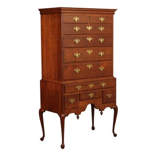 Custom Crafted Queen Anne Style Cherry Highboy Chest For Sale