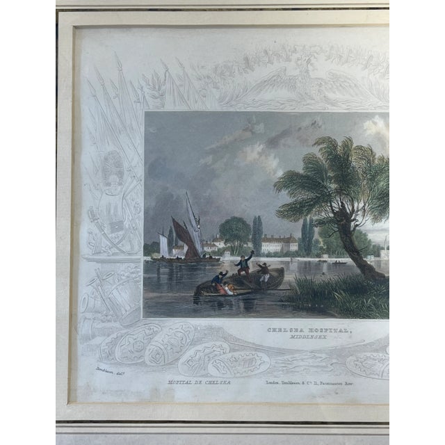 Antique Engraving "Chelsea Hospital, Middlesex" Giltwood Frame Circa 1834 For Sale - Image 4 of 6