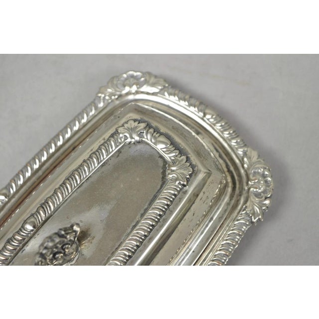 Metal Vintage Victorian Silver Plated Repousse Covered Butter Dish W/ Glass Liner For Sale - Image 7 of 16