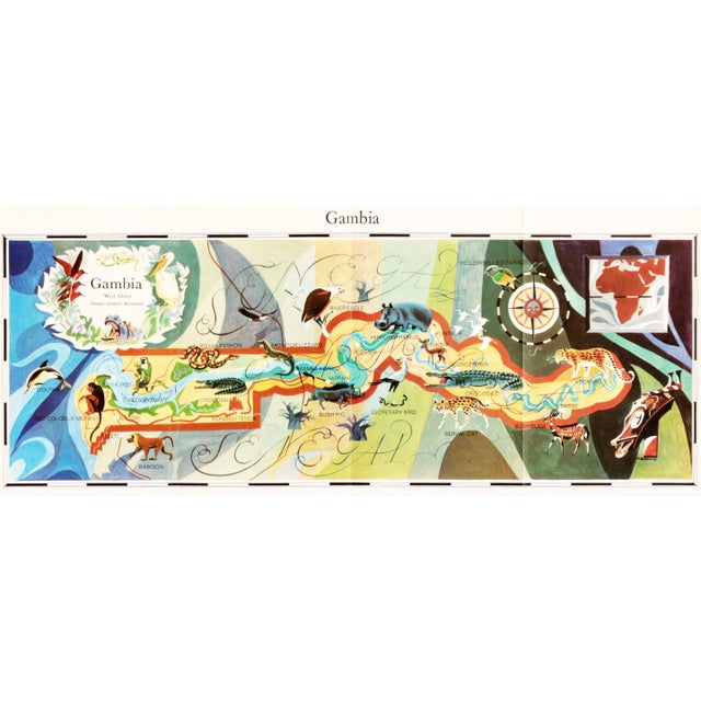 1960s Original West African Map, Map of Gambia (Recto/Verso) For Sale - Image 6 of 6