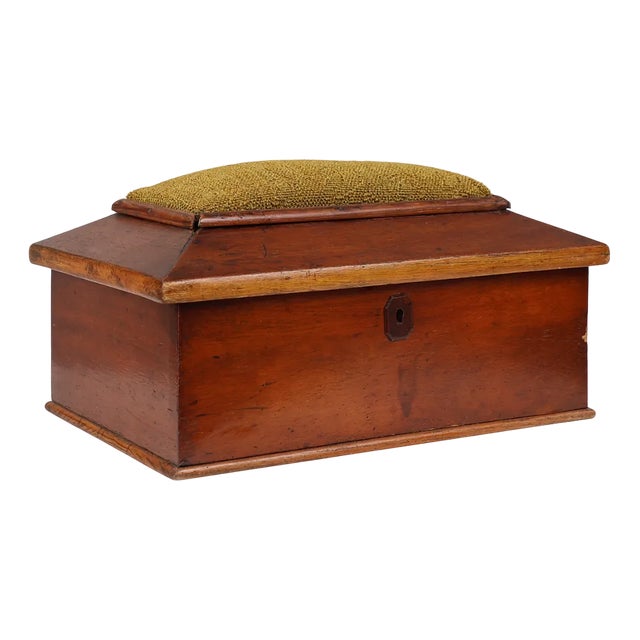 French Art Deco Sewing Box with Yellow Top, 1900s For Sale