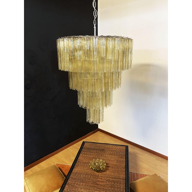 1990s Vintage Murano Glass Tiered Chandelier with 78 Glasses in Light Amber, 1990s For Sale - Image 5 of 18