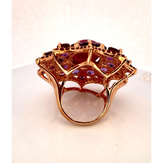 Early 21st Century Bochic "Orient" Vintage Ruby, Rhodolite & Amethyst Ring Set In 18K Gold & Silver For Sale - Image 5 of 18