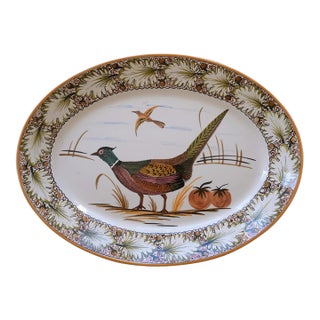 Vintage Extra Large Hand-Painted Italian Turkey Platter For Sale