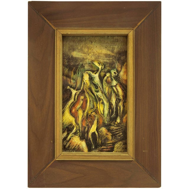 Judith Pins, Abstract Expressionist "Fire Dance" Oil Painting Israeli Artist For Sale